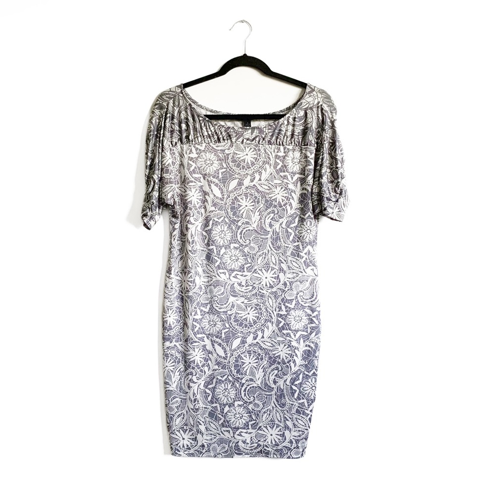 Banana Republic Gray Floral Stretch Dress Women’s Small